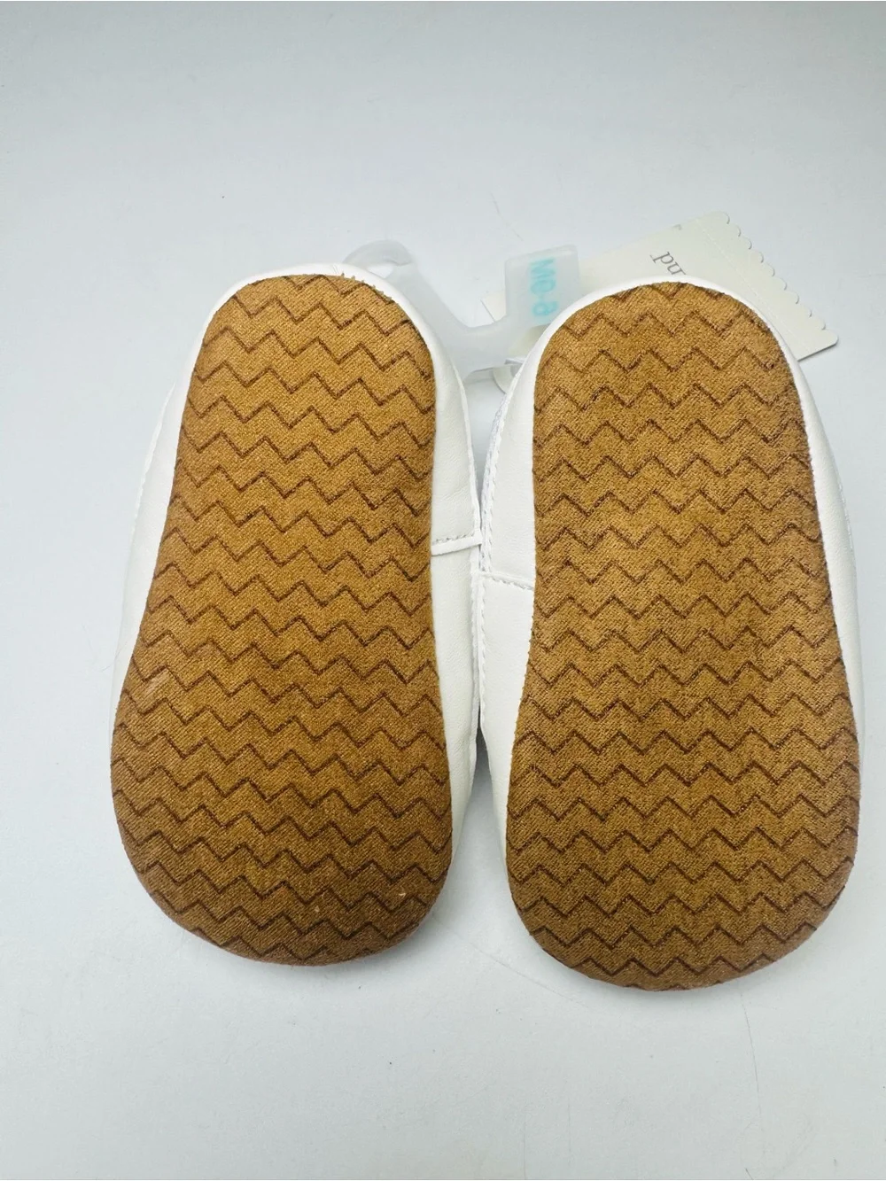 cloud island Cream and White Baby Sneakers with Hook-and-Loop Strap